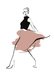 Pink Skirt Illustration Print