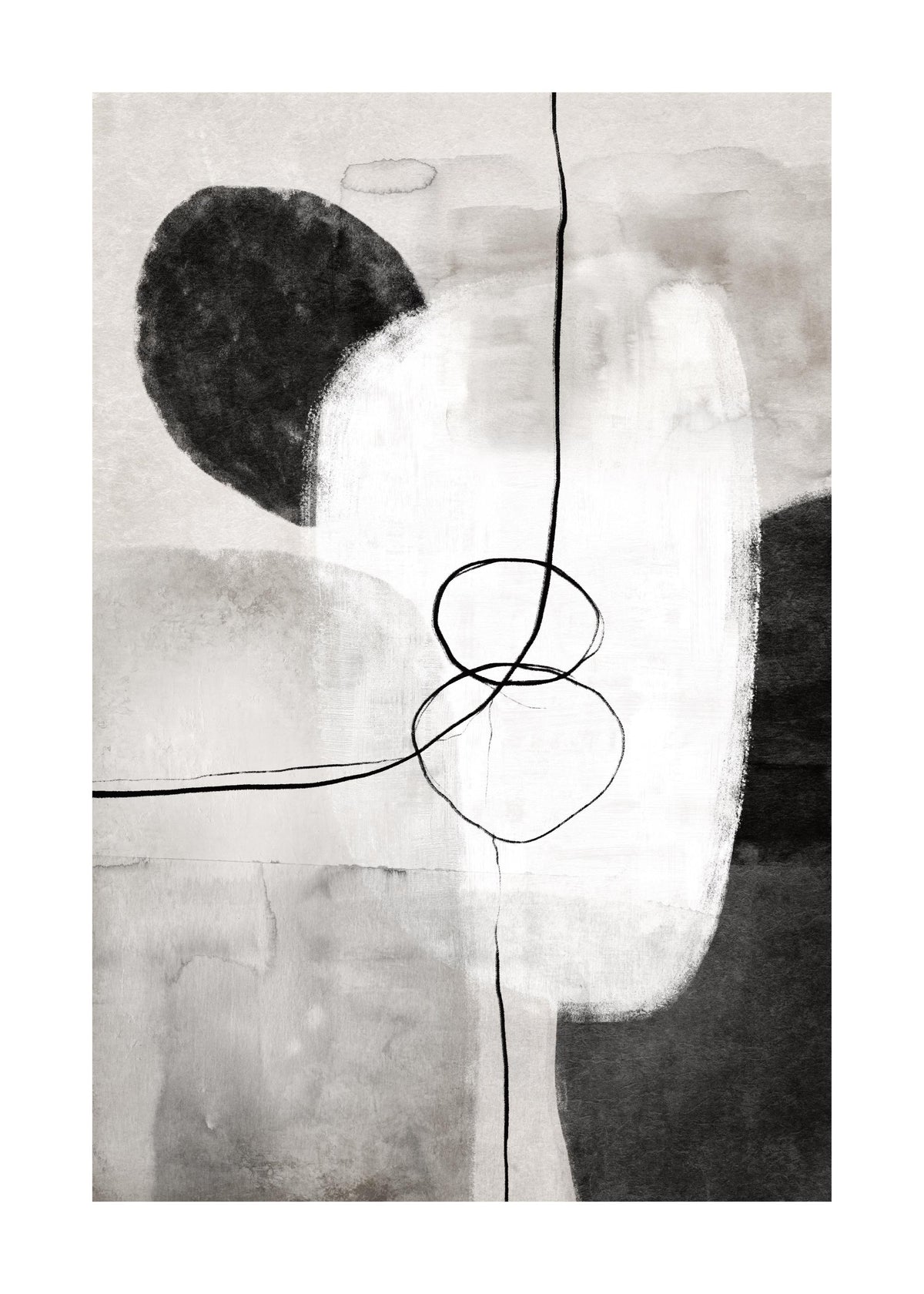 Painted Monochrome Shapes No1 Print