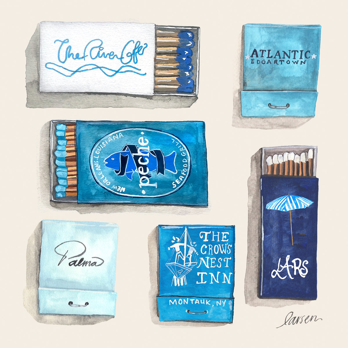 Larsen McDowell Art - Matchbook Collection Blue Poster