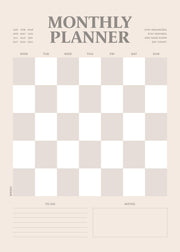 Monthly Planner Checkered Print