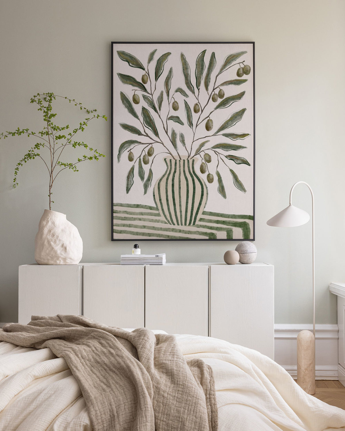 Olive Branches in Vase Canvas print
