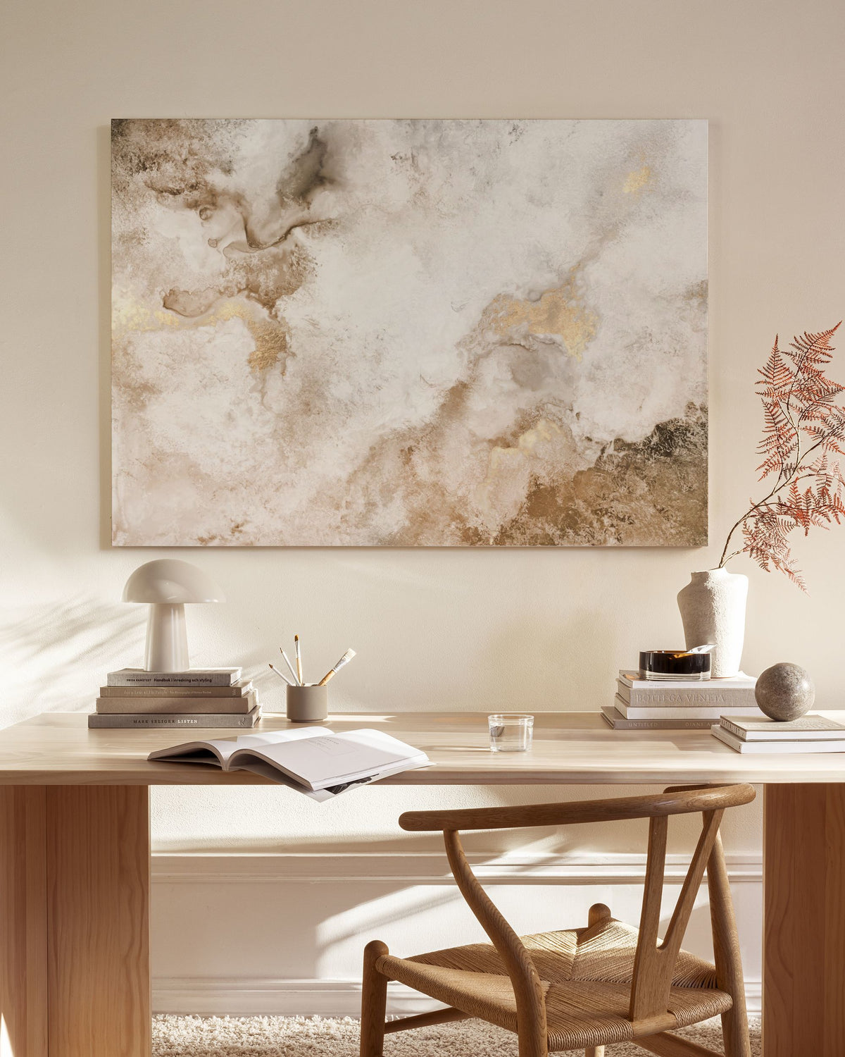 Beige Golden Flow No2 Canvas print