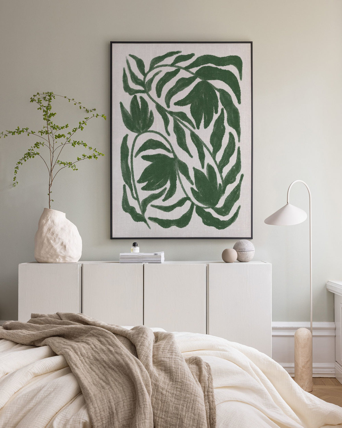 Green Botanical on Linen Canvas print