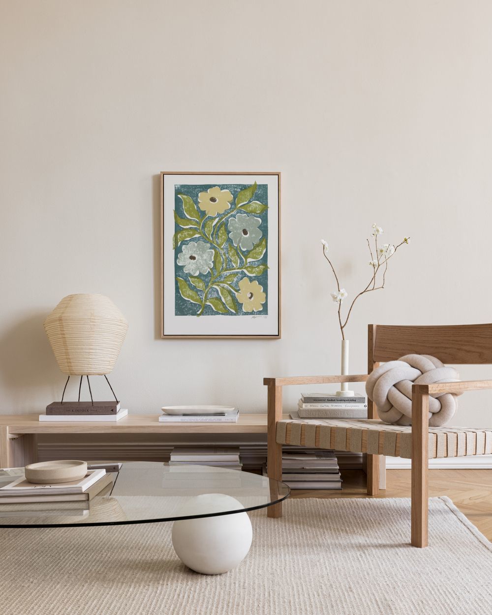 Linocut Flowers Canvas print