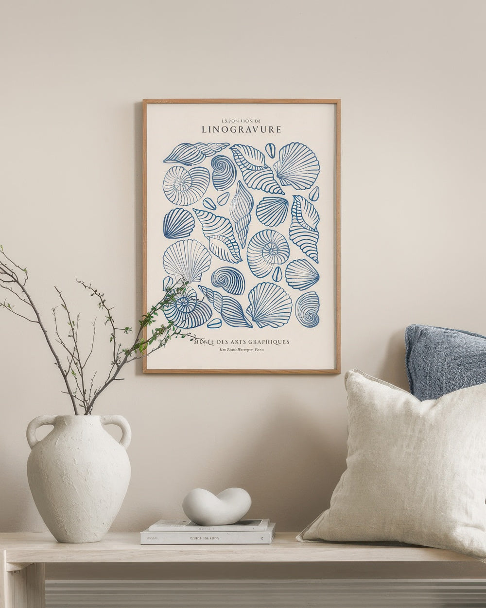 Linocut Seashells Print