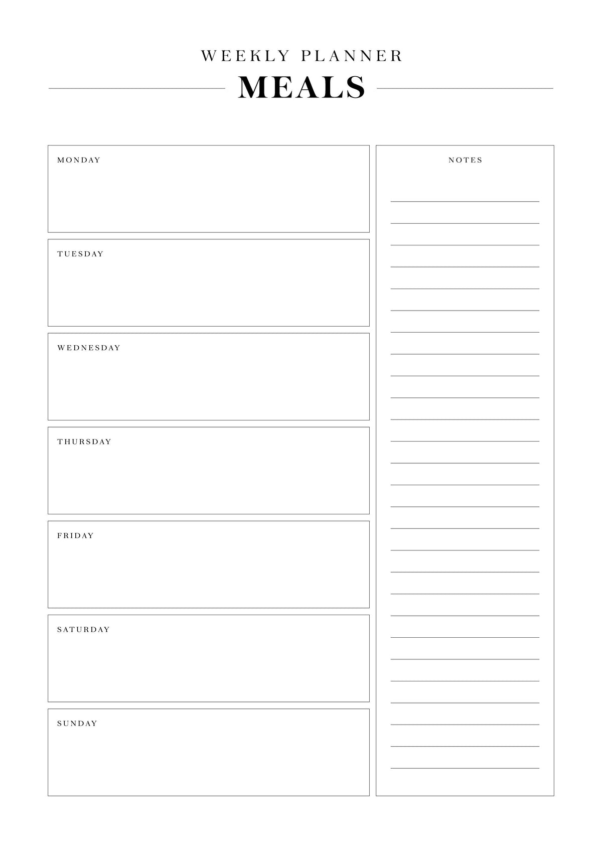 Weekly Meal Planner Print