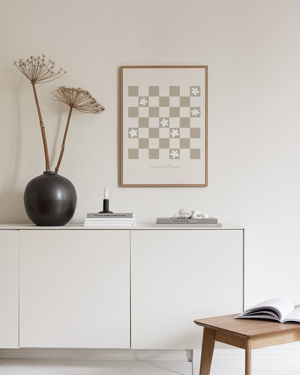 Checkered Blossom Print
