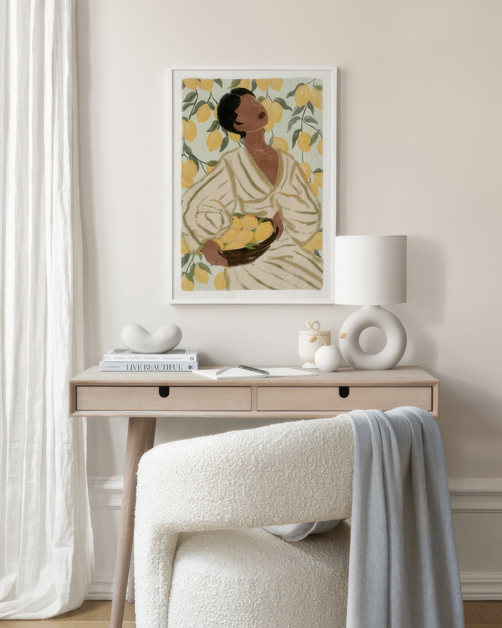 Woman in Citrus Garden Print