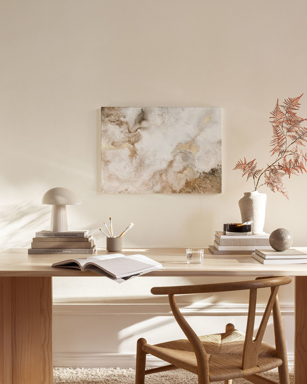 Beige Golden Flow No2 Canvas print
