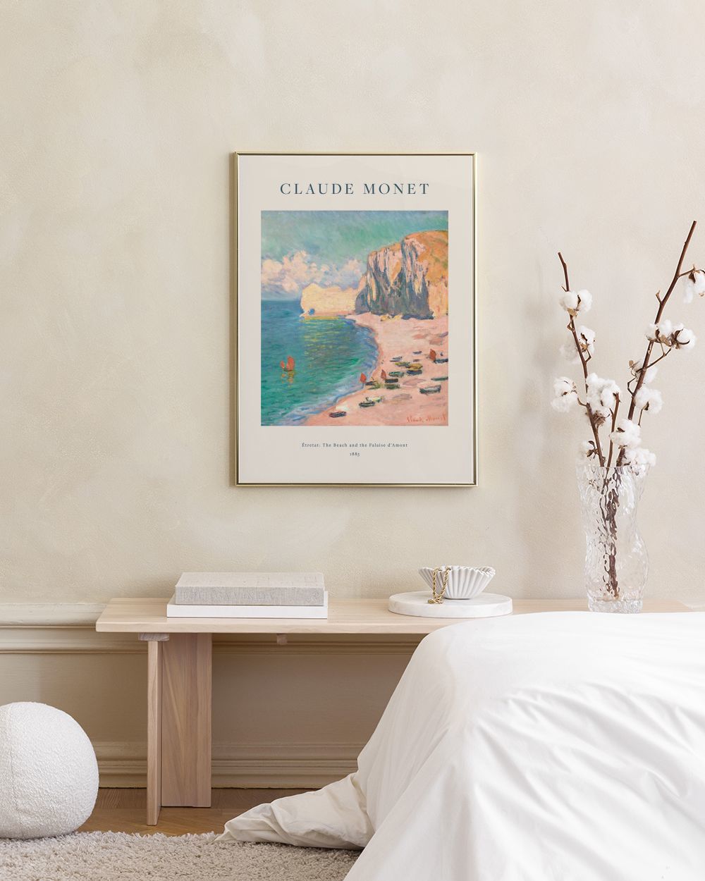 Monet - Étretat- The Beach and the Falaise d'Amont Print