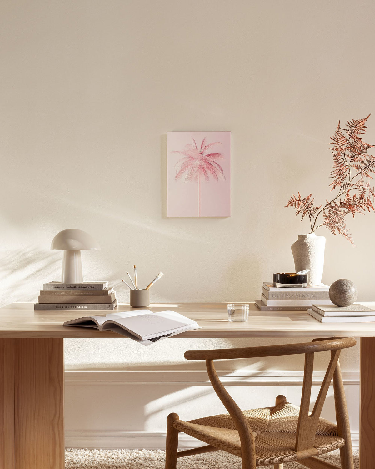 Pastel Pink Palm Canvas print