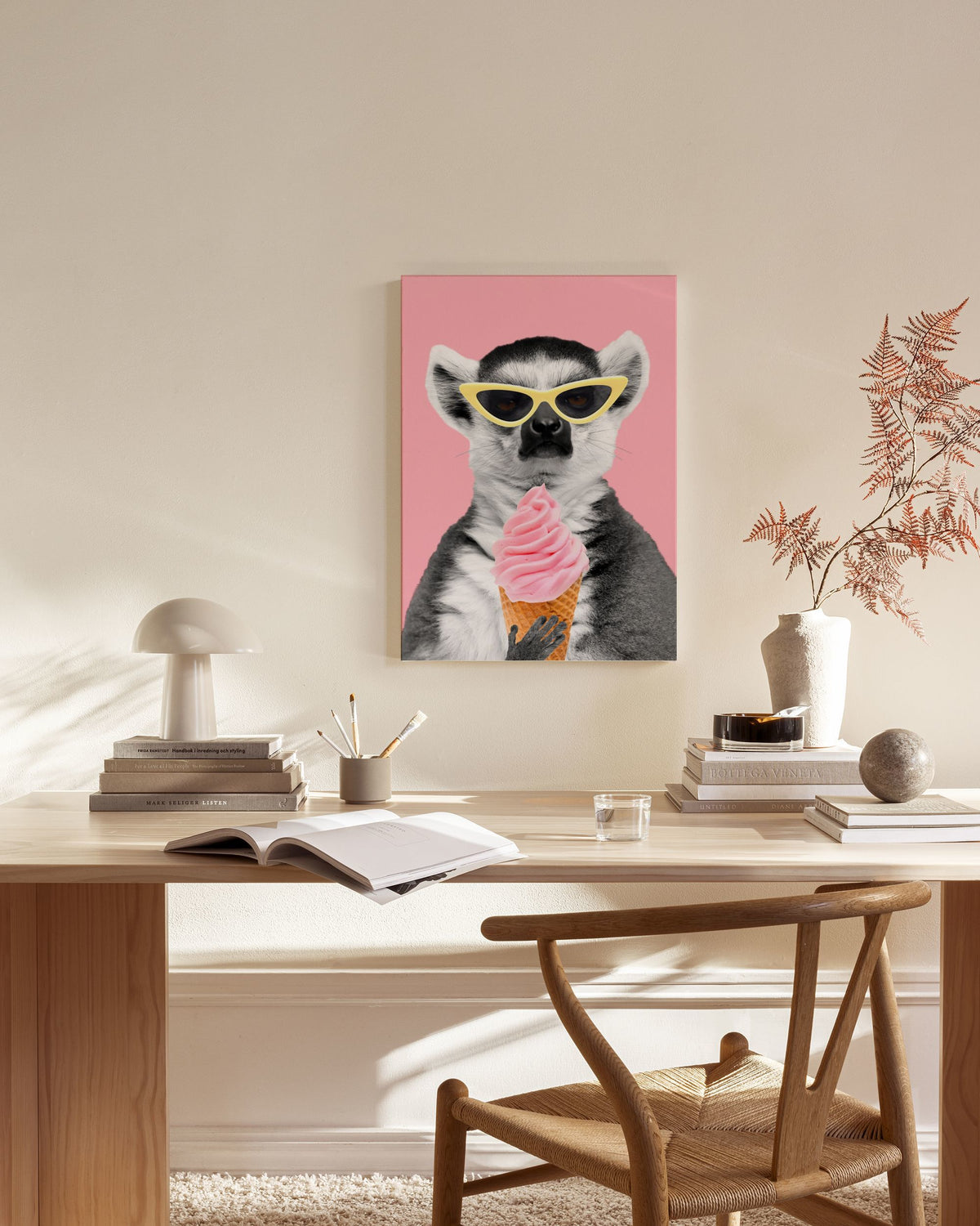 Lemur With Ice Cream Canvas print