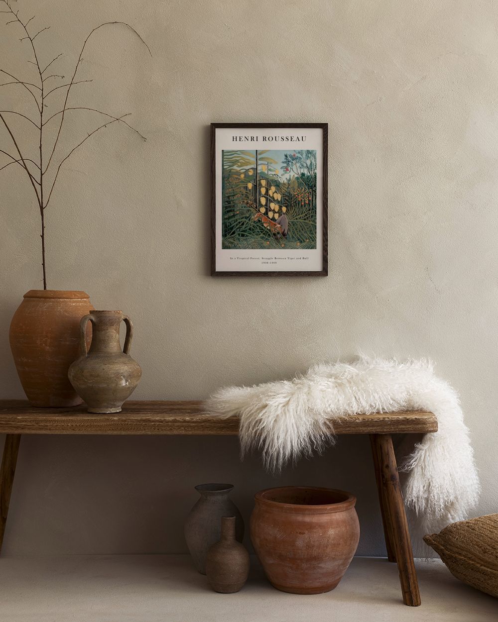 Rousseau - In a Tropical Forest. Struggle Between Tiger and Bull Print