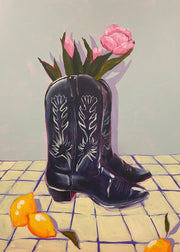 Lindsey Cherek - Still Life with Tulips in Boots Print
