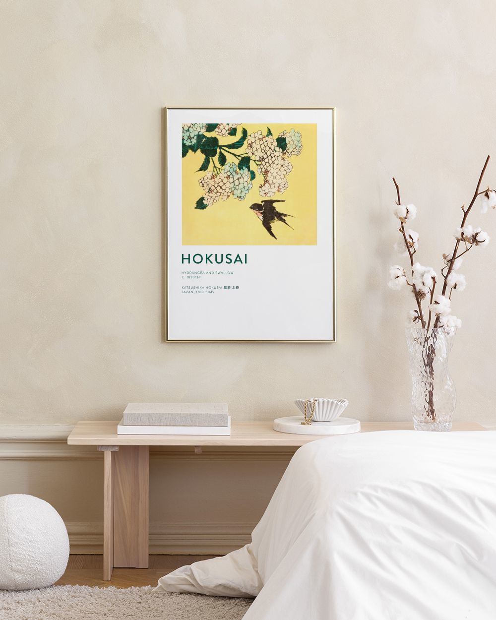 Hokusai - Hydrangea and Swallow Print