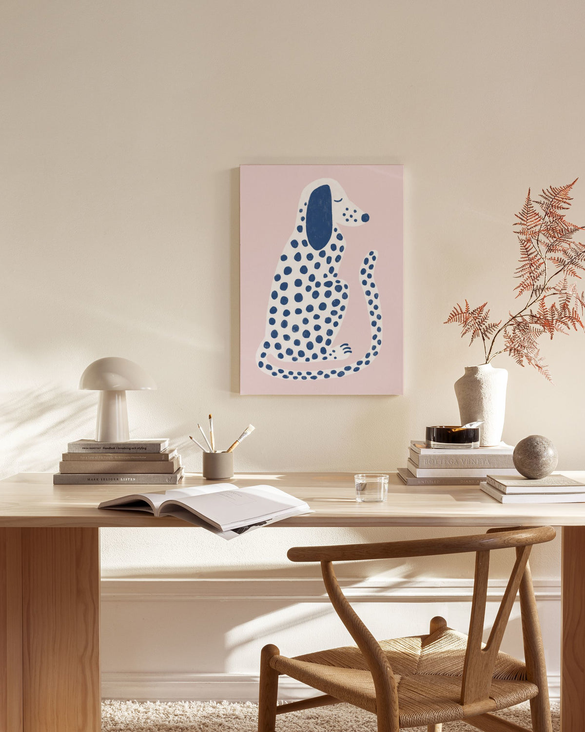 Pink and Blue Dalmatian Canvas print