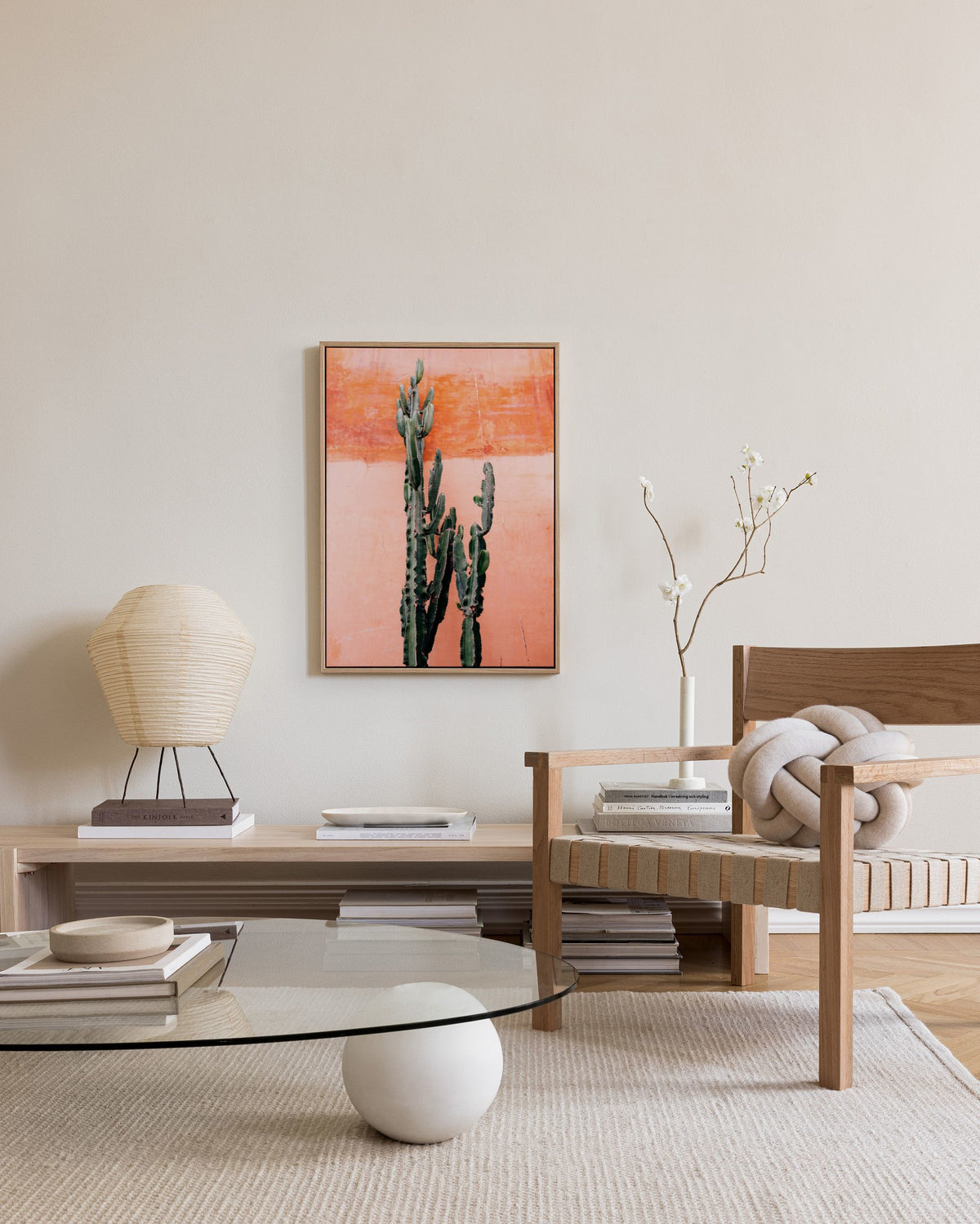 Orange Cactus Wall Canvas print