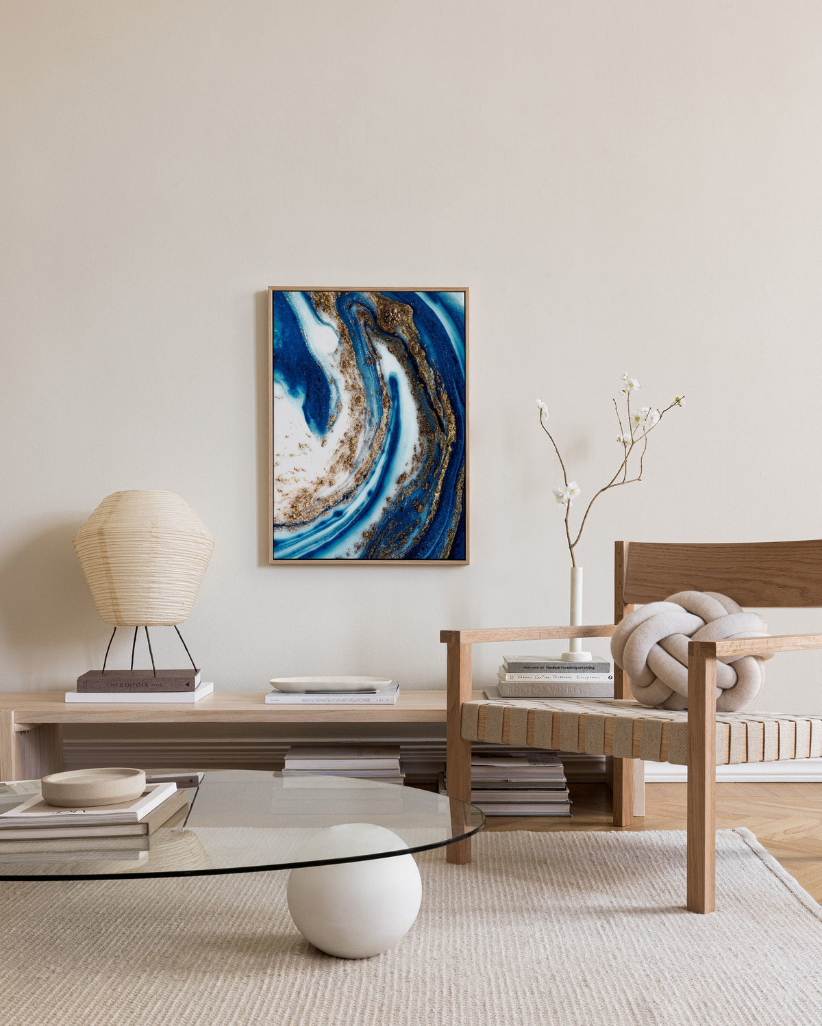Blue and Gold Swirl No1 Canvas print