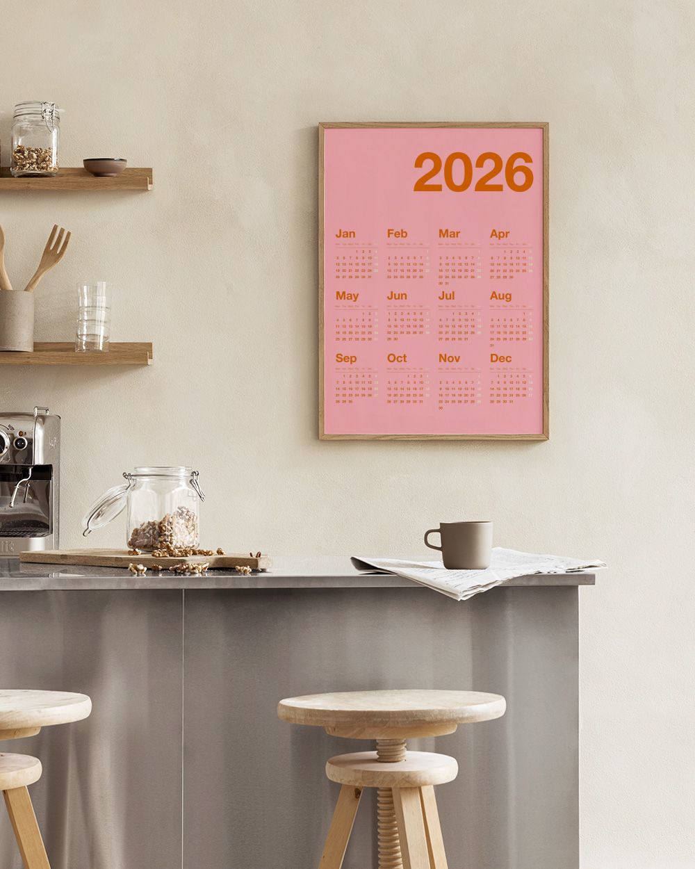 Pink Calendar 2026 Print