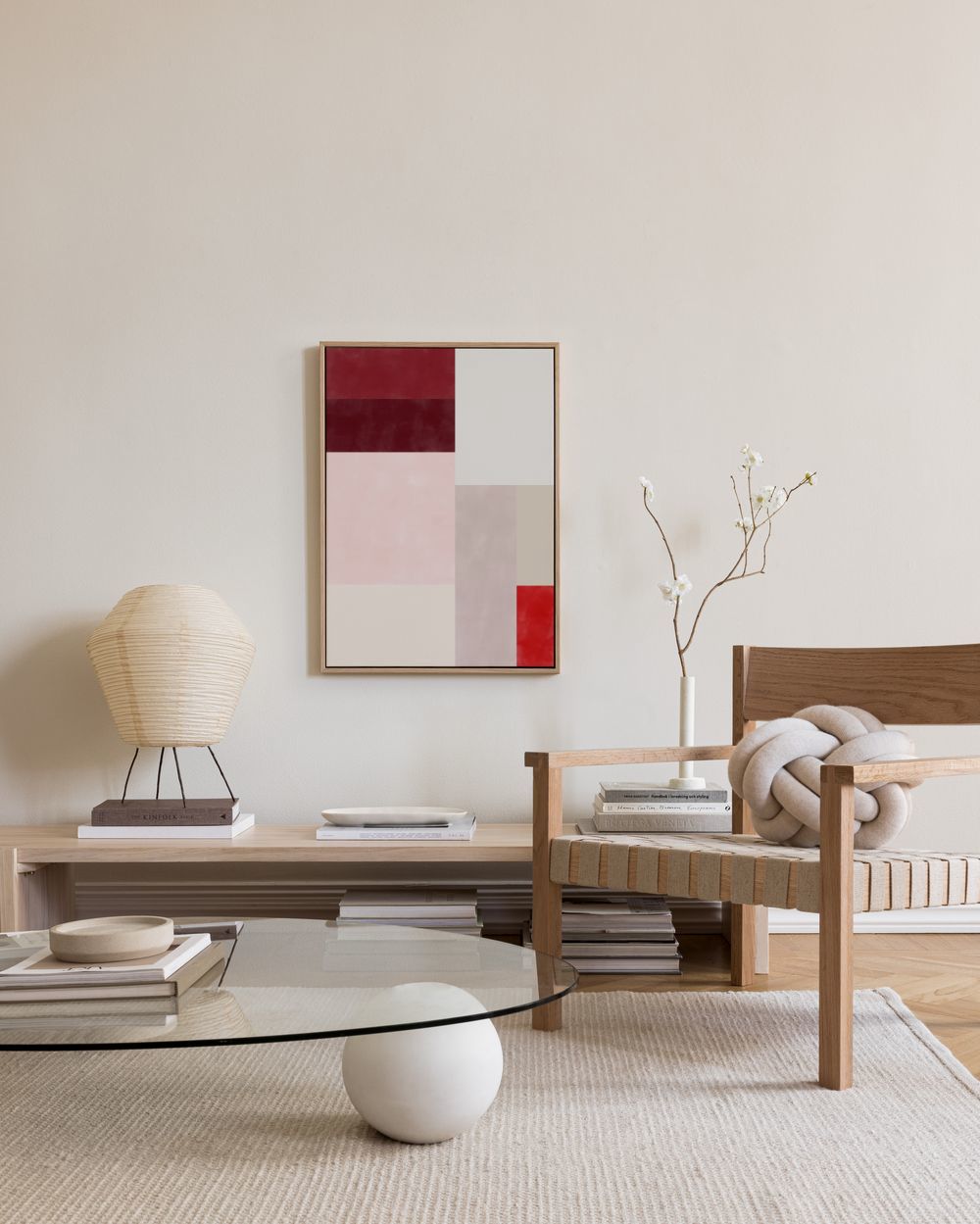 The Print Republic - Red & Pink Colour Block Canvas print