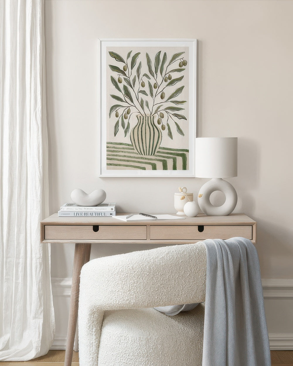 Olive Branches in Vase Print