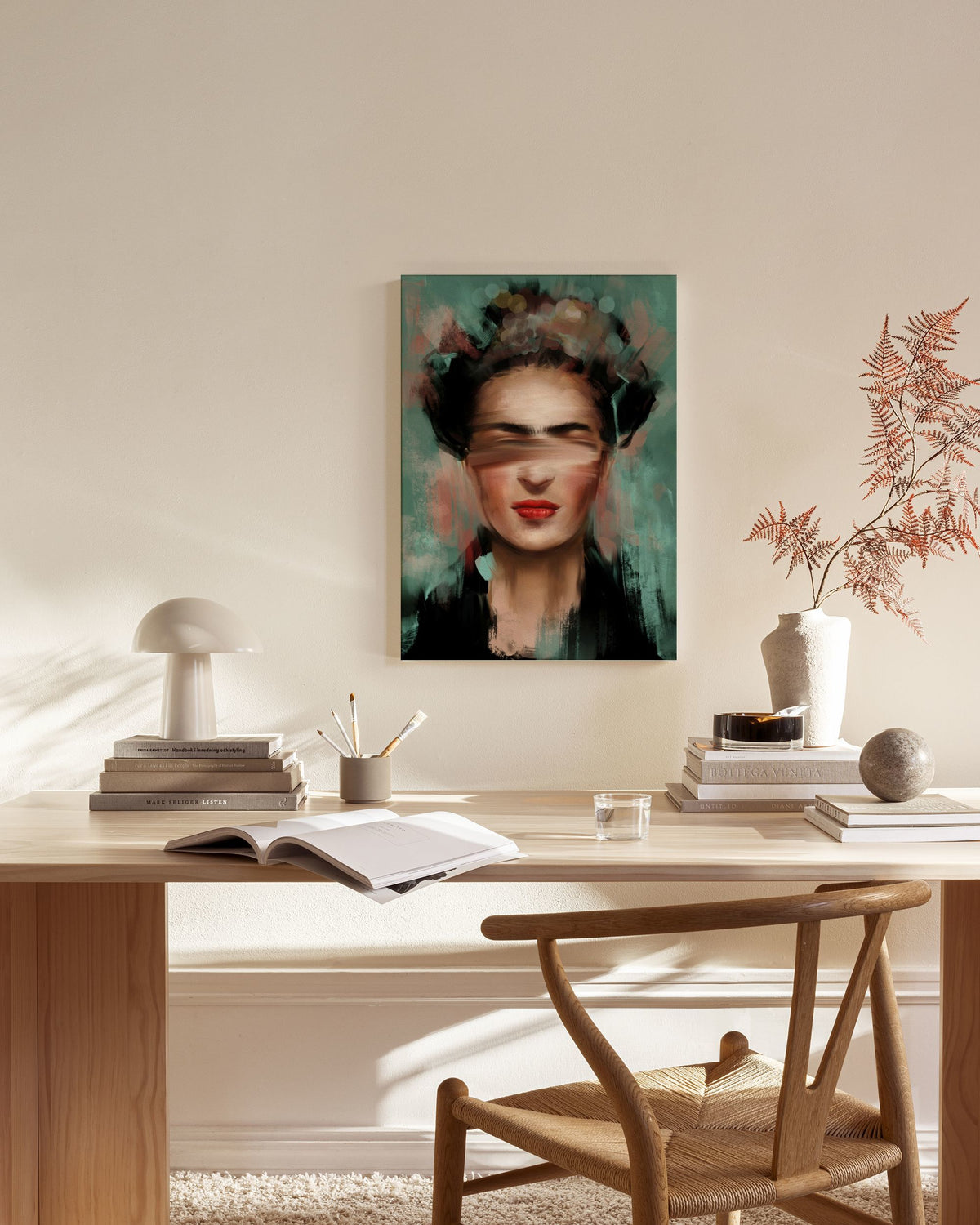 Kahlo in Green Canvas print