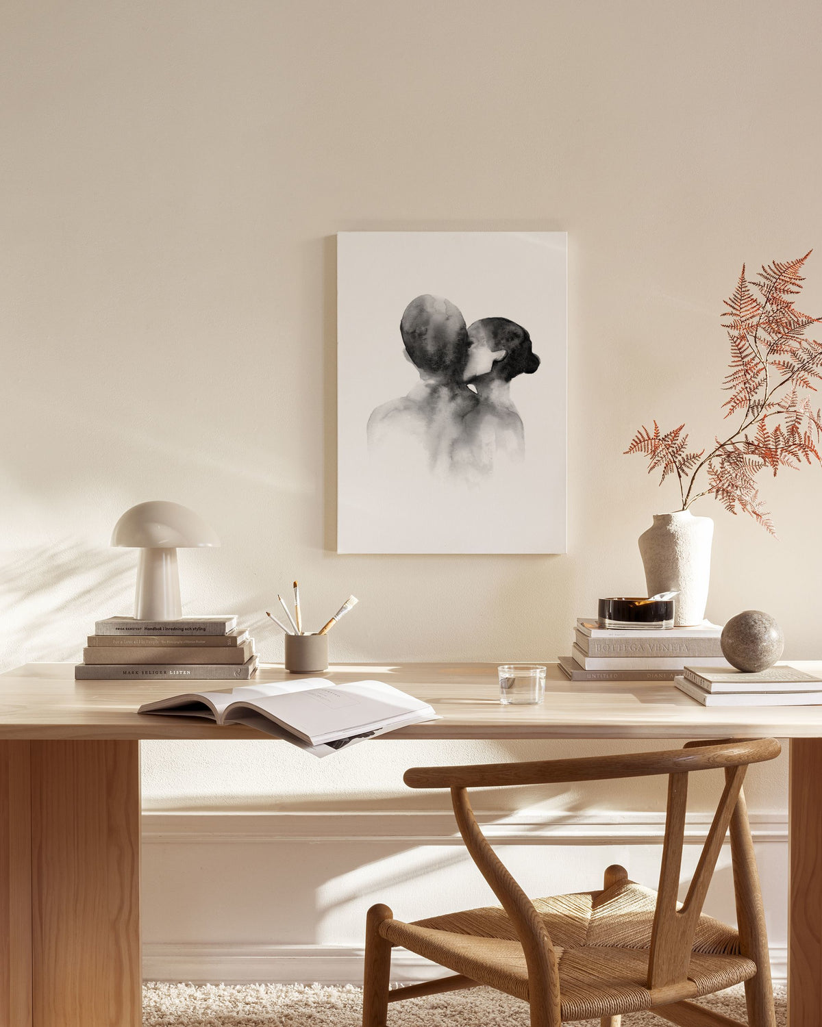 Watercolor Kiss Canvas print
