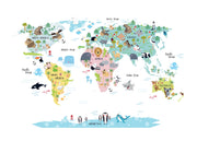 World Map Animals, Print