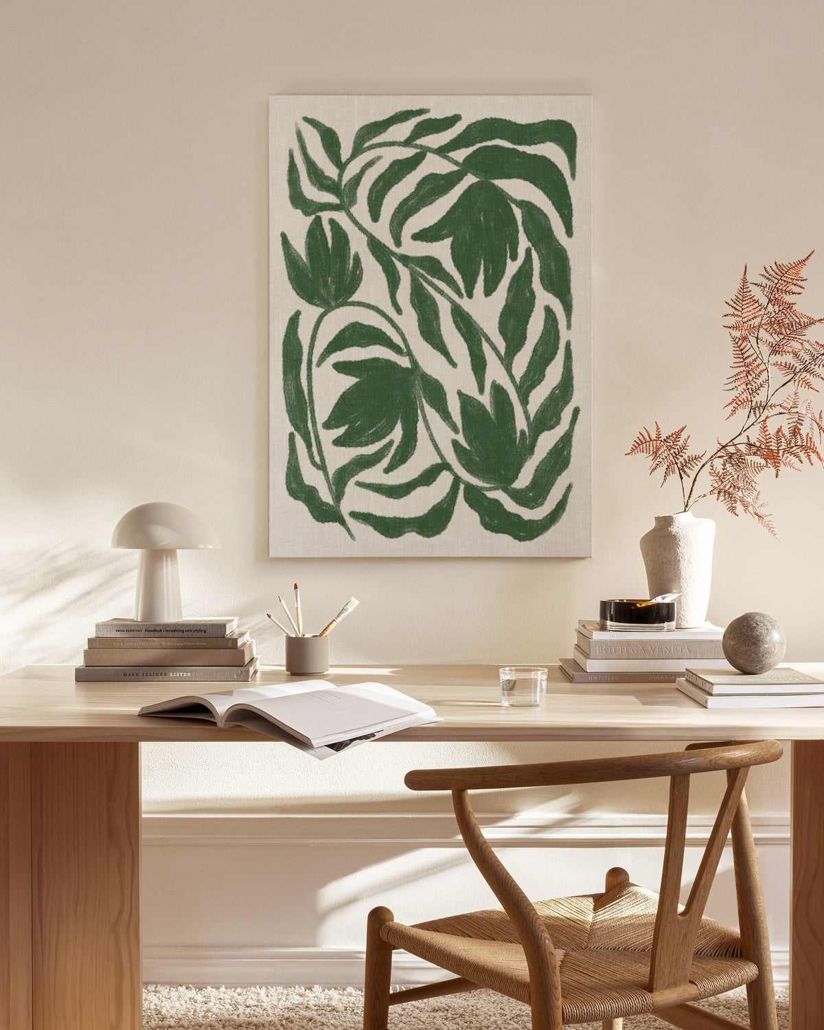 Green Botanical on Linen Canvas print