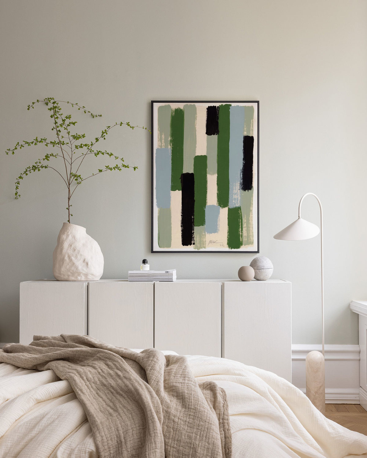 Green Brush Strokes Canvas print