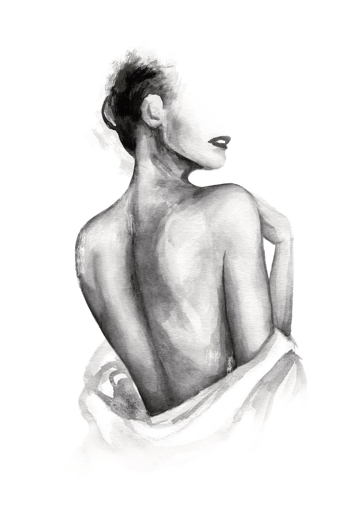 Almost Nude Watercolor Print