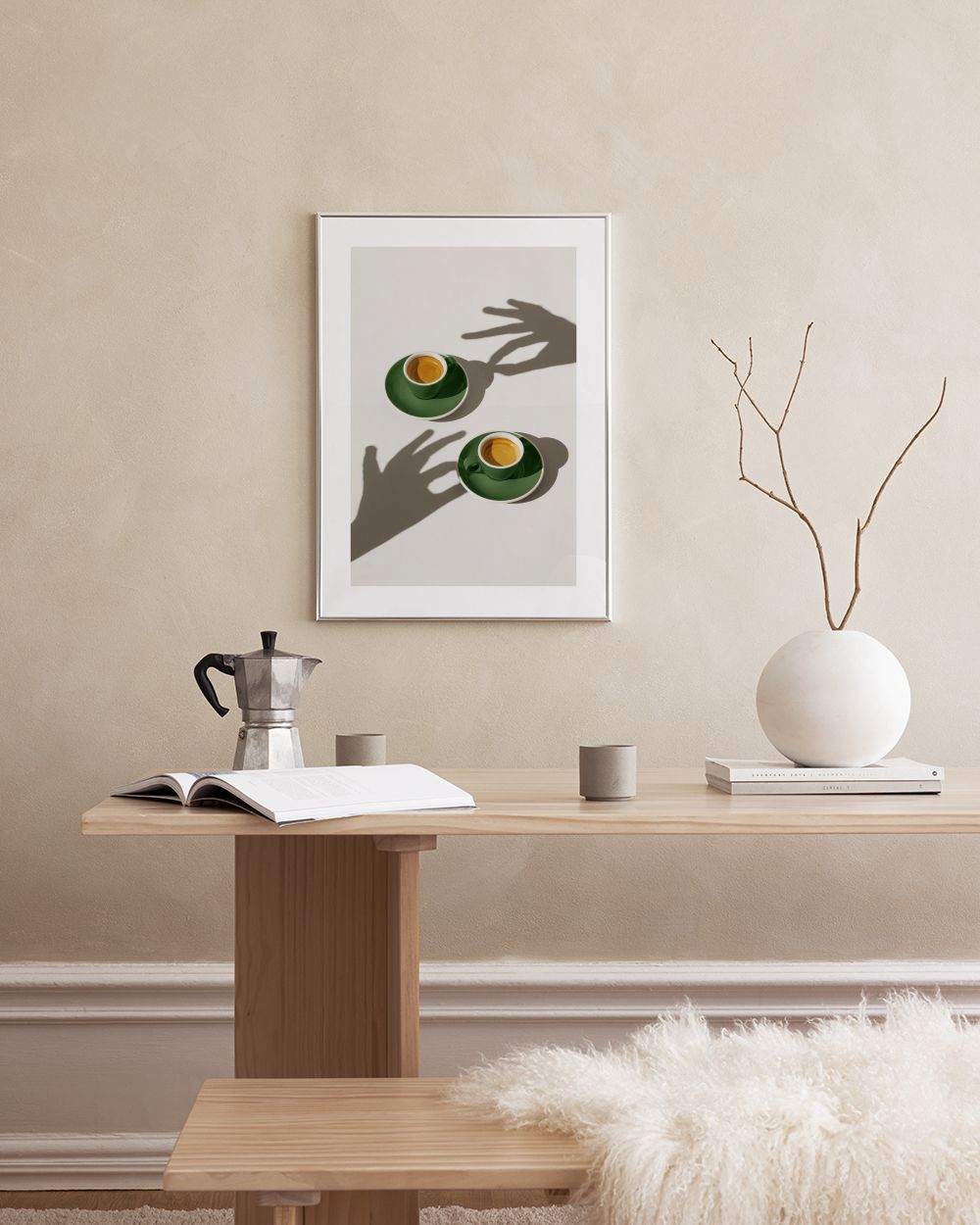 Green Coffee Cups Print