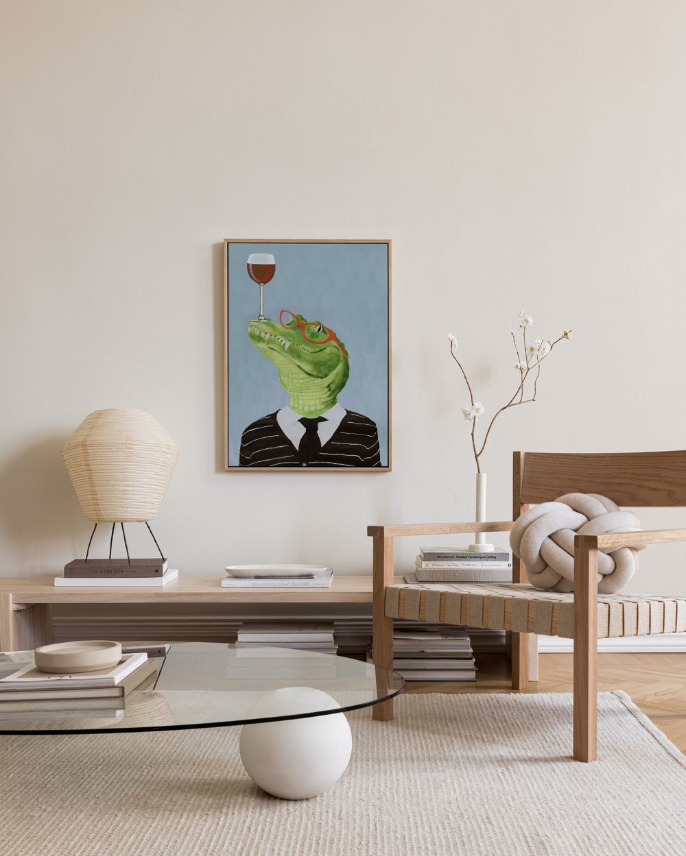 Coco De Paris - Alligator with Wine Glass Canvas print