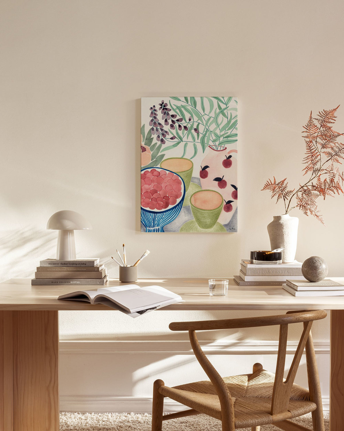 Still Life with Tea and Grapes Canvas print