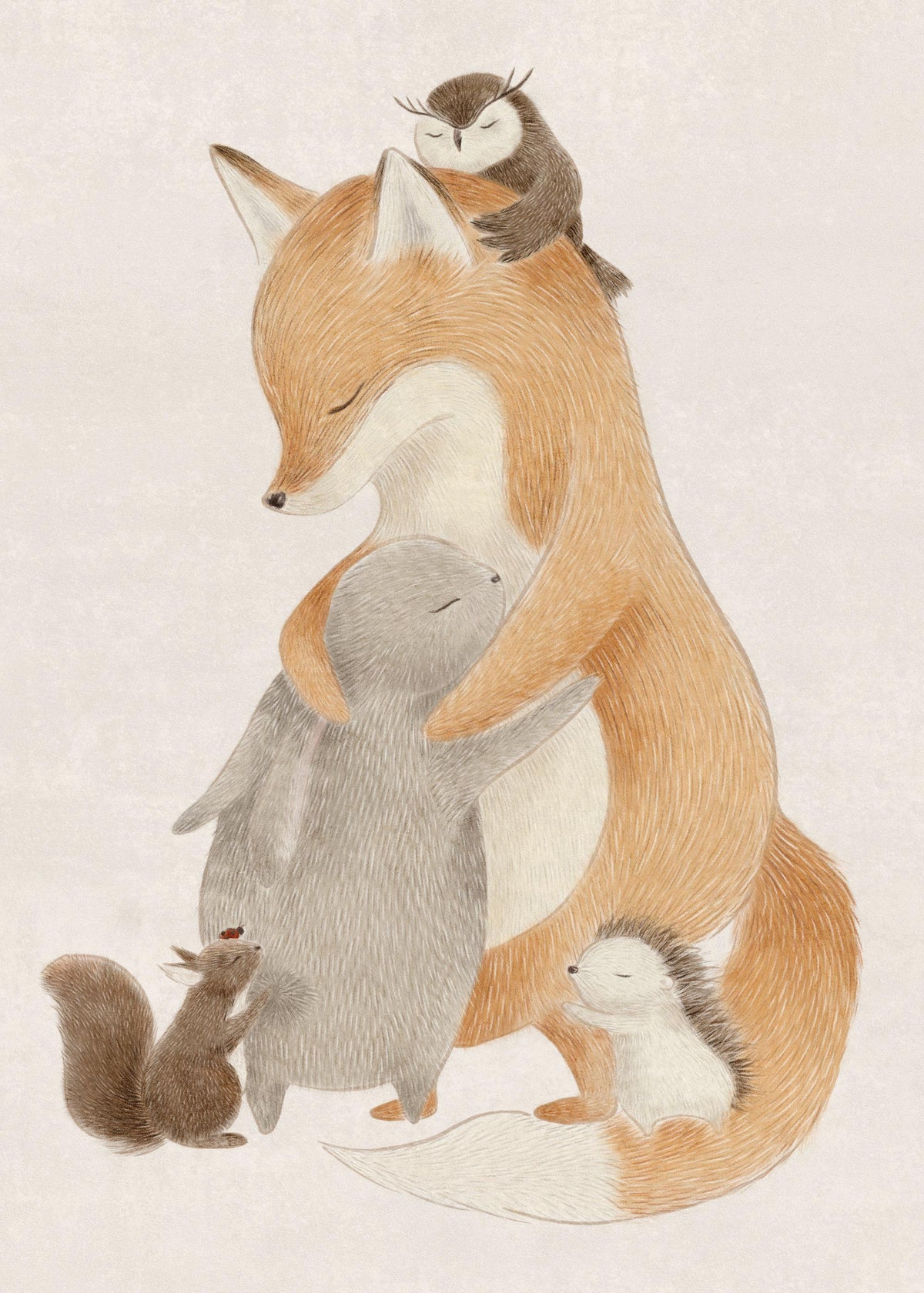 Furry Friends Hug Print