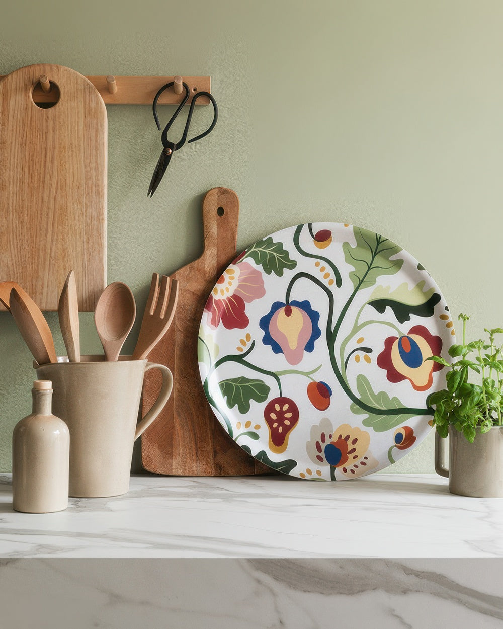 Colorful Garden Round Tray