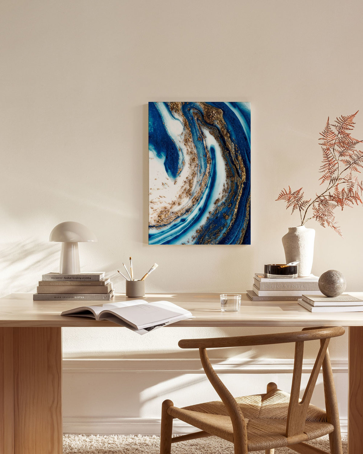 Blue and Gold Swirl No1 Canvas print