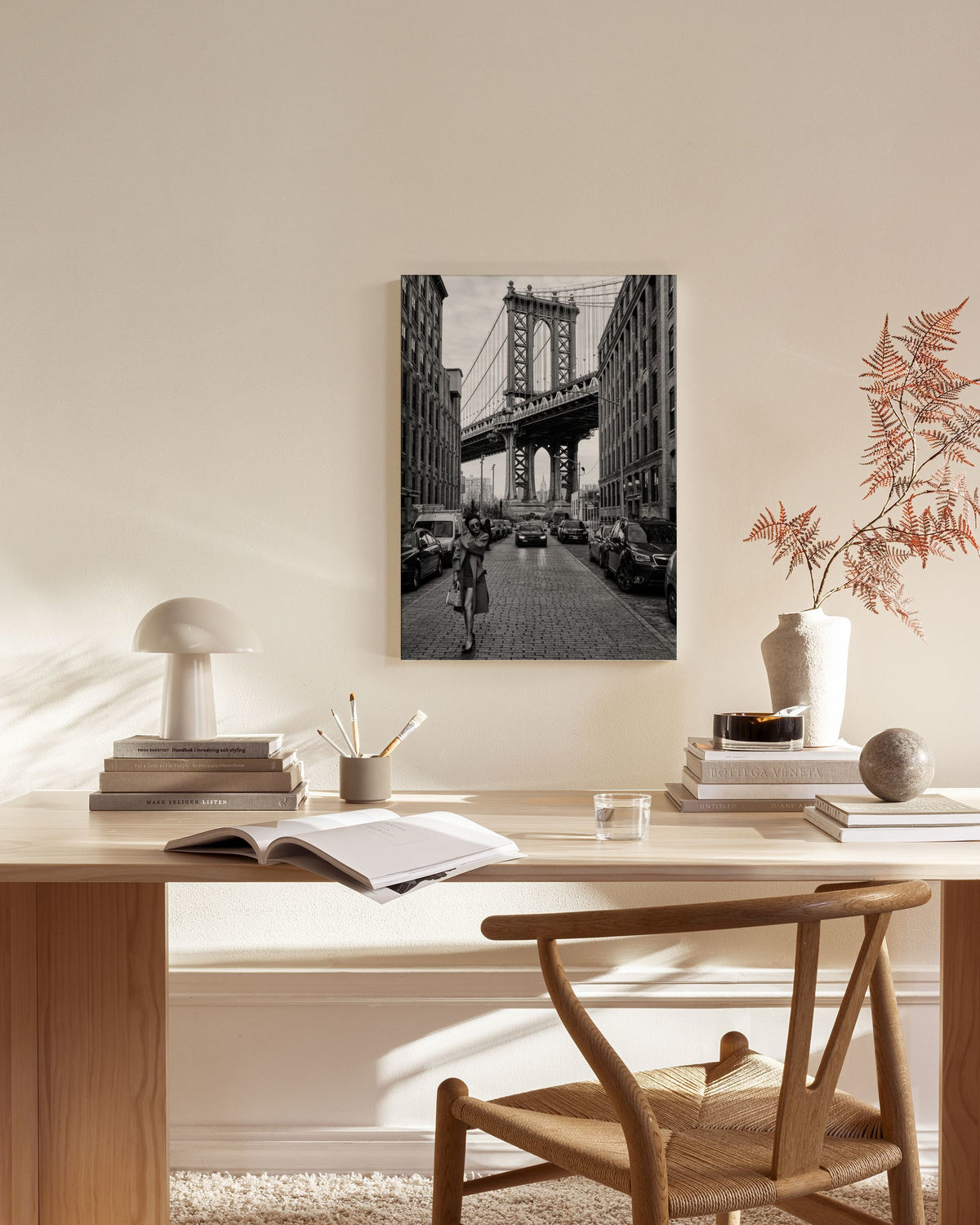 Woman by Manhattan Bridge Canvas print