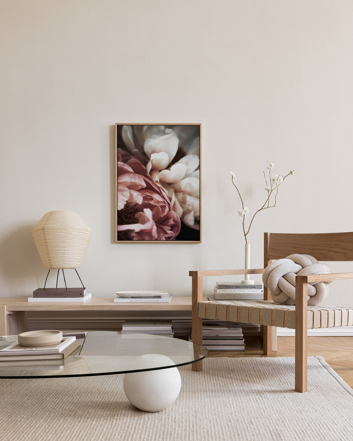 Pink and White Peony Canvas print