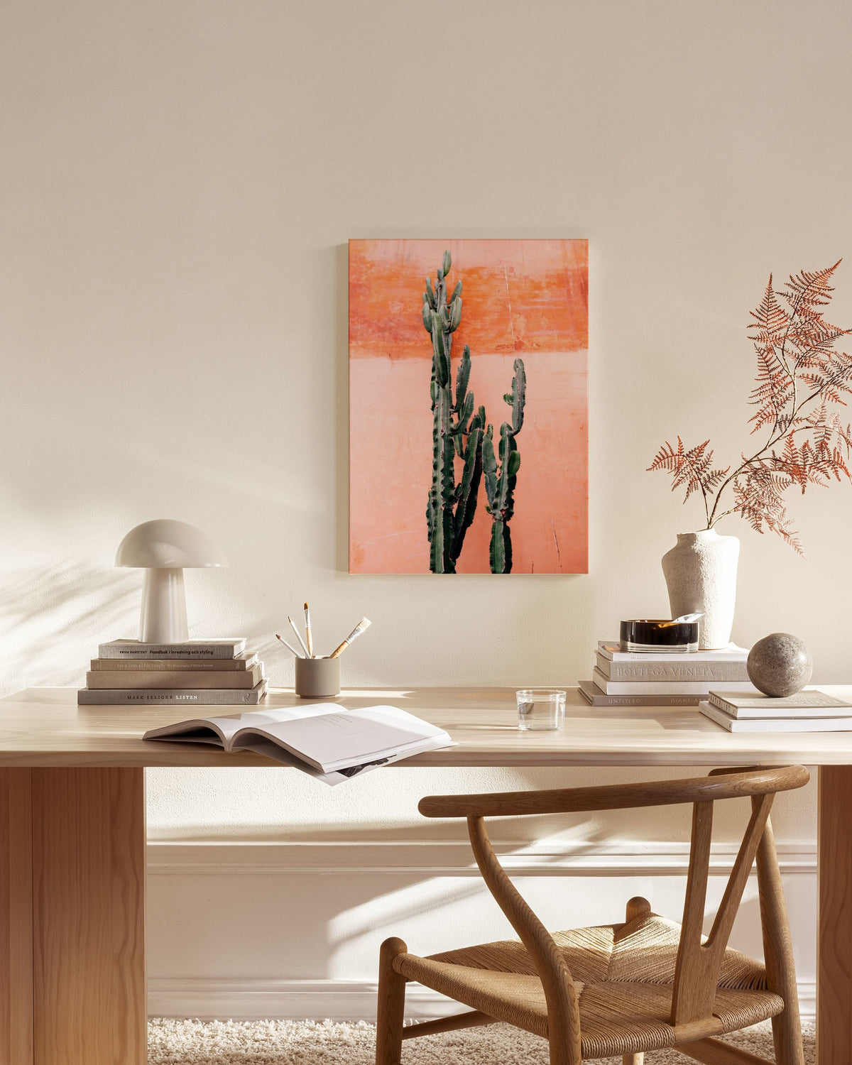 Orange Cactus Wall Canvas print
