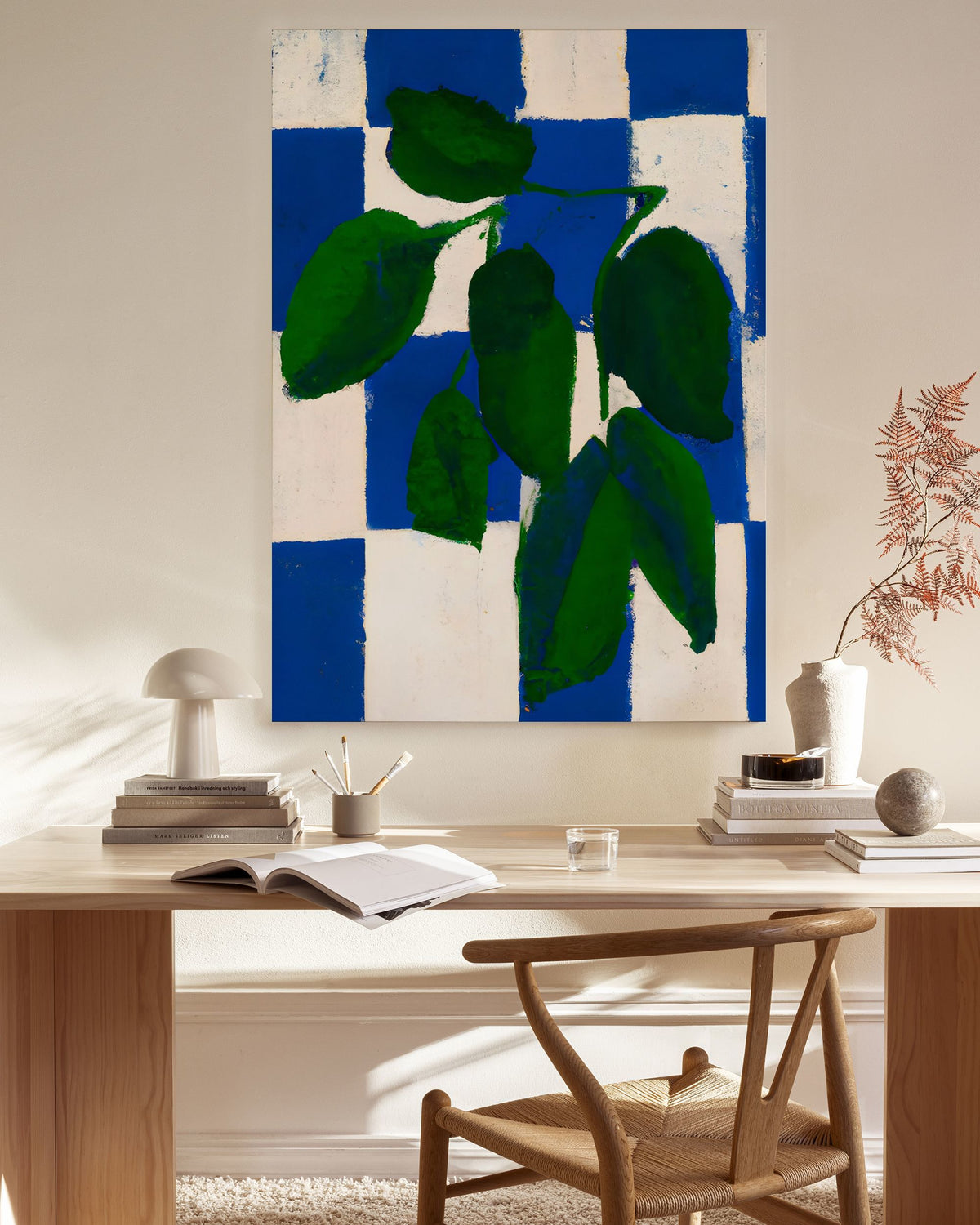 Merel Takken - Checkered Greenery Canvas print