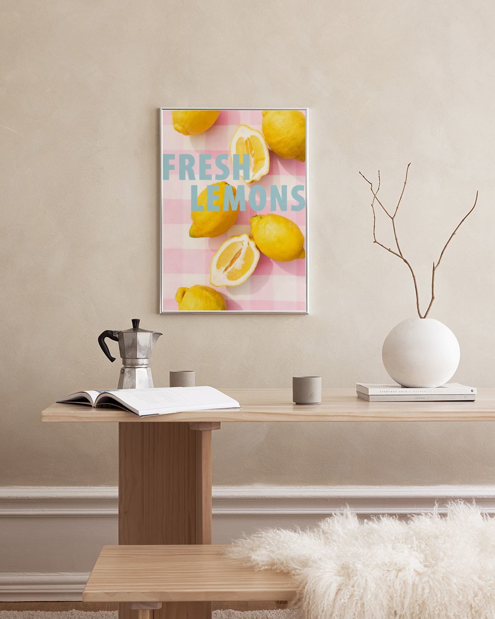 Checkered Fresh Lemons Print