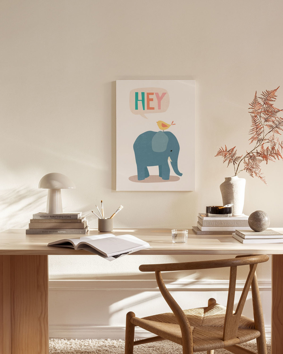 Bird and Elephant Canvas print