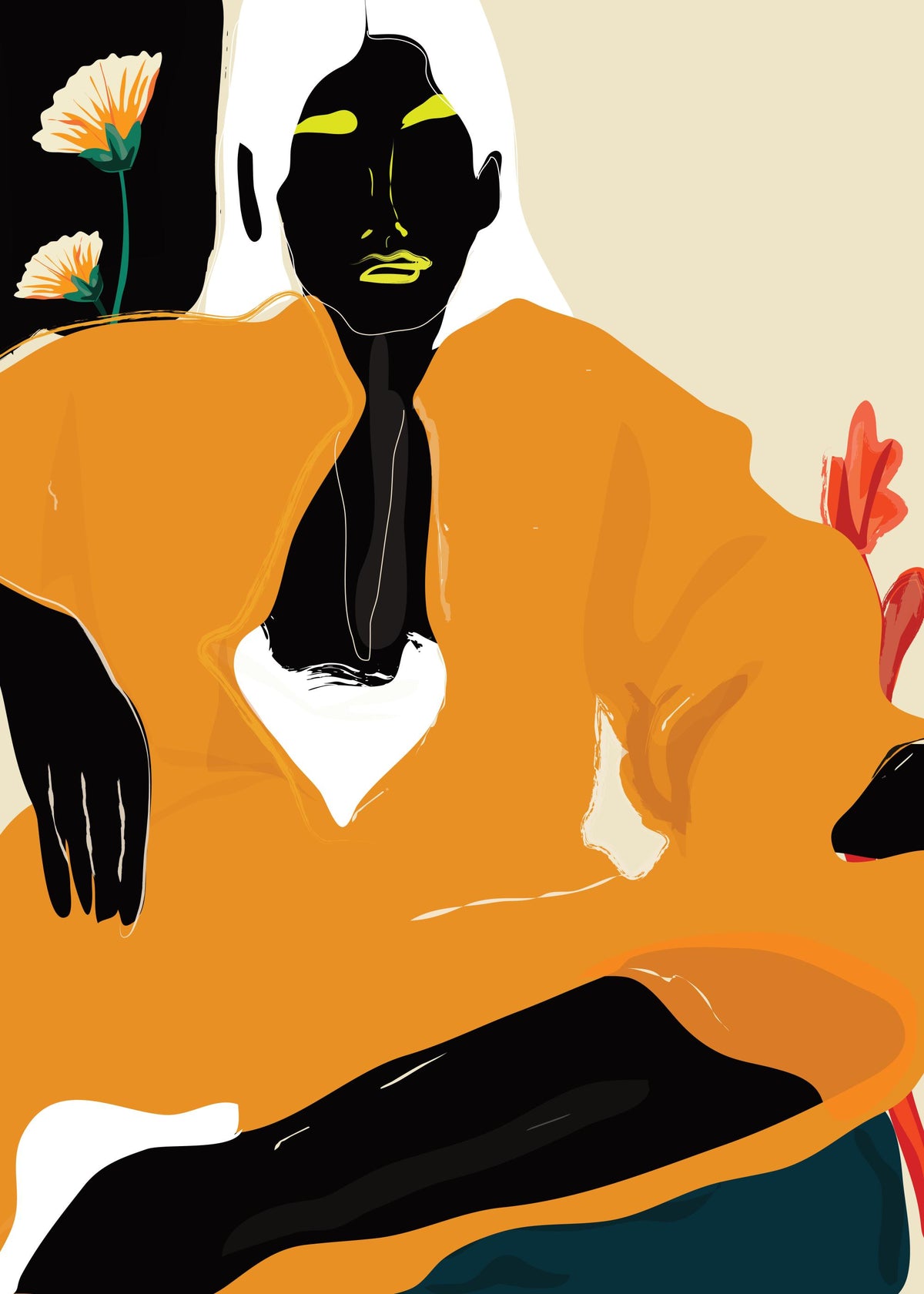 Rachel Joanis - Orange Dress Print