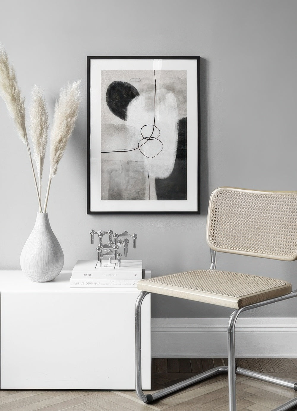 Painted Monochrome Shapes No1 Print
