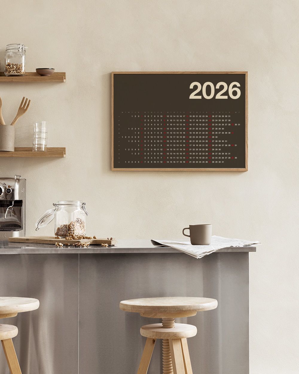 Brown Landscape Calendar 2026 Print