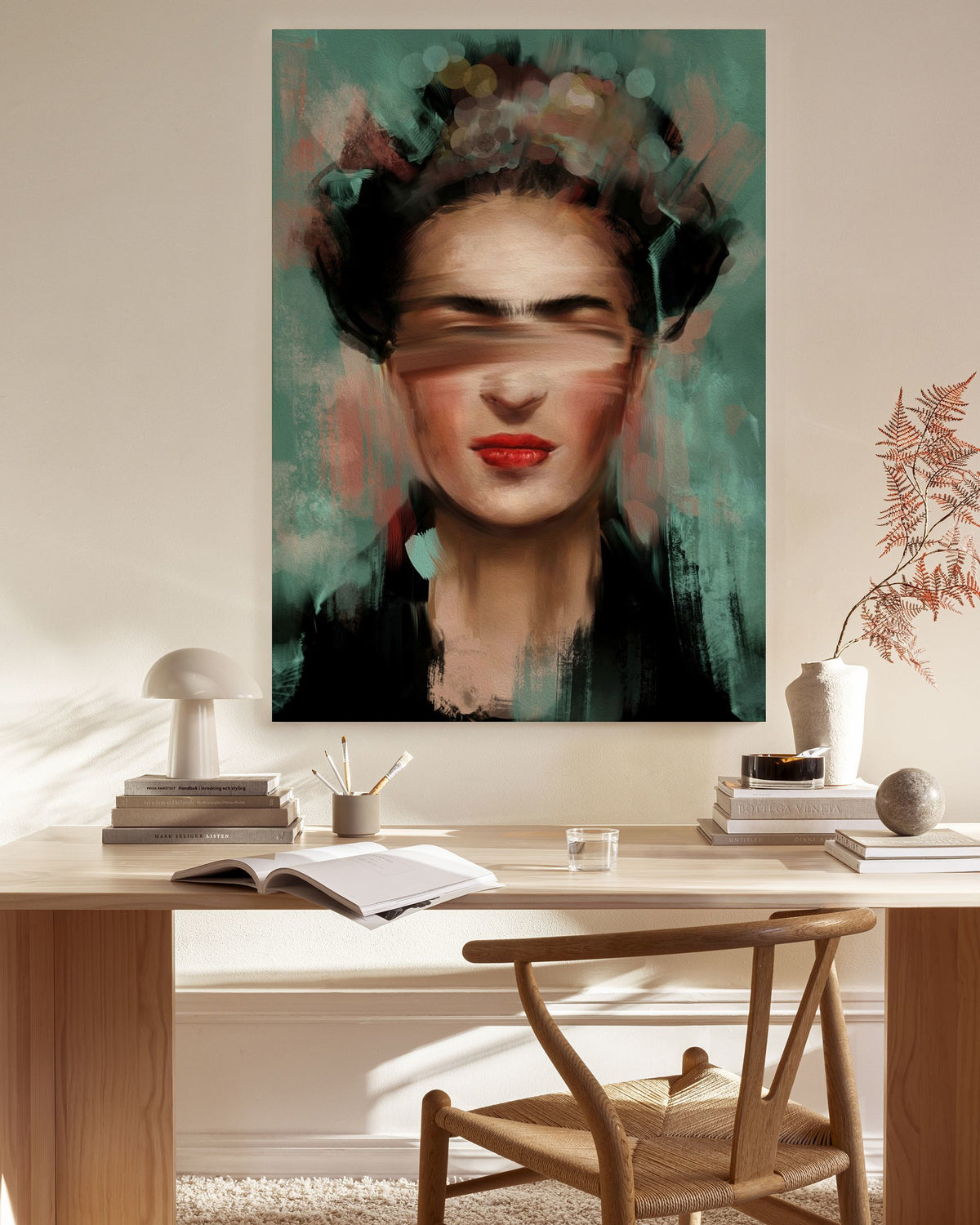 Kahlo in Green Canvas print