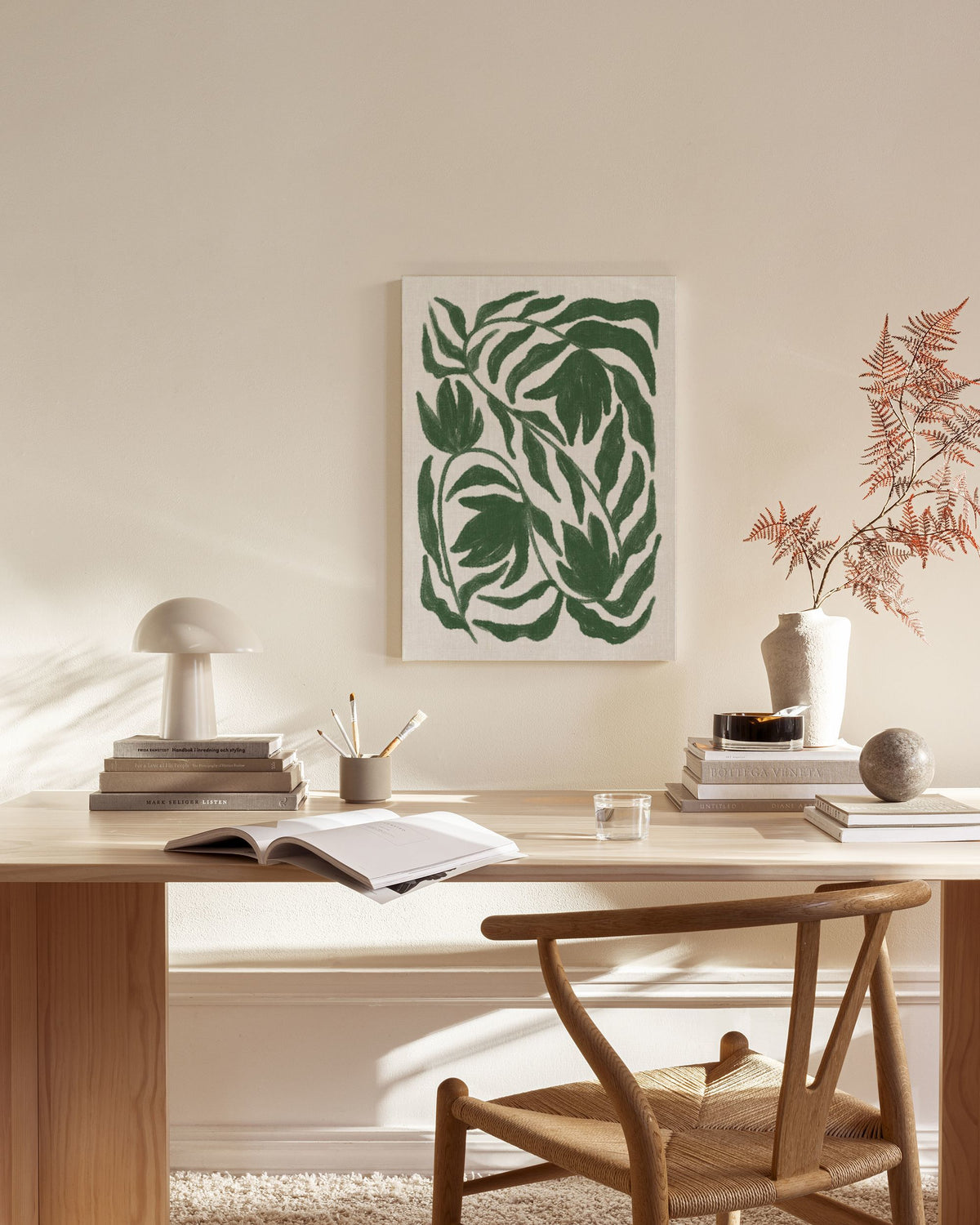 Green Botanical on Linen Canvas print