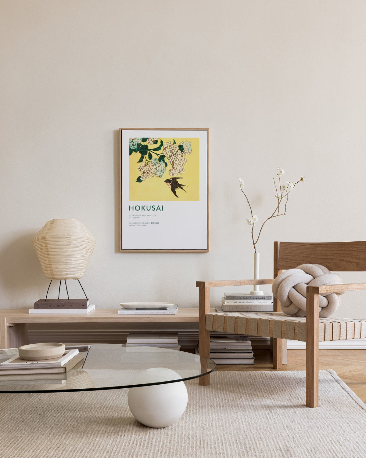 Hokusai - Hydrangea and Swallow Canvas print