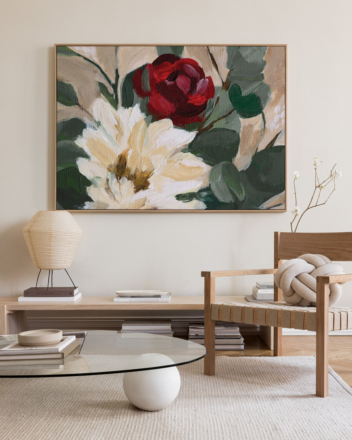 Crimson and Cream Blooms Canvas print